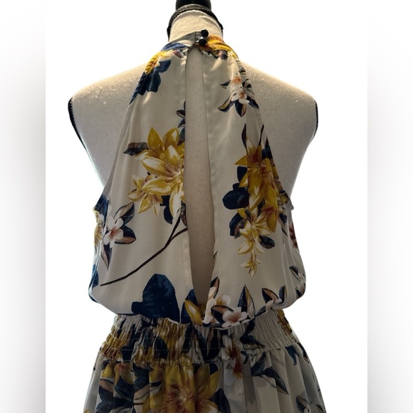 Gypsies & Moondust Floral Halter Maxi Romper  - Yellow and Blue size small - Picture 4 of 5